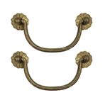 2 Adet Kapı Kolu Pirinç Mutfak Dolabı Elbise Dolabı Düğme Mobilya Düğmeleri Vintage Katlanabilir Antik Komodin Çekme Halkası Kulpları, Çekmece Kulpları Kapı Halkası Halkası Kulplar (7,8 cm, Bronz)