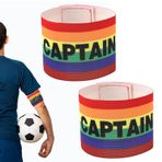 2 adet kaptan bandajı, futbol bilekliği, gökkuşağı bileklik, kaptan bağı, ayarlanabilir kaptan rehberi bandajı, bileklik, çok renkli, elastik, kaptan kol bantları, futbol bilekliği, lastik bant,