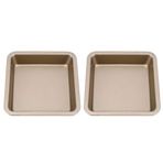 2 Adet Kare Kek Tava, 9 Inç Yapışmaz Kare fırın tepsisi Karbon Çelik Brownie Tavalar, Kek fırın tepsisi Bakeware Mutfak Pişirme Araçları (Altın)