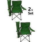 2 Adet Katlanır Kamp Sandalyesi Taşıma Çantalı Bardaklıklı Yeşil - 6456 Ecorce Tube Marron - Polyester