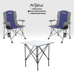 2 Adet Katlanır Kamp Sandalyesi Ve Alüminyum Masa Seti - Rustic Silver - Mavi