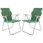 2 Adet Katlanır Kamp Sandalyesi Yeşil - 6456 Ecorce Tube Marron - Polyester