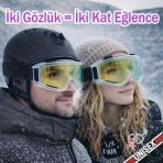 2 Adet Kayak Gözlüğü Aynasız Gökkuşağı Ventilli Güneş Kar Koruyucu Gözlük Uv Korumalı Snowboard Glasses Gözlük