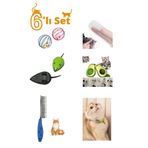 2 Adet Kedi Oyuncağı 1 Adet Tüy Açma Tarağı Avokado Kedi Nanesi Diş Fırçası Zilli Kedi Tasması Seti
