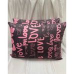 2 Adet Love Desen Fermuarlı Yastık Kılıfı | 50X70 cm | %90 Pamuk - Kırmızı - Fuşya