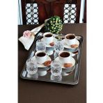 2 Adet Lüx Çelik Dikdörtgen Servis Sunum Tepsisi 43x28