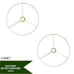 2 ADET | Makrome Avize ve Abajur Başlığı Yapımı için 3,7 mm Kalınlığında Galvanizli Metal Çerçeve | E27 Duy Uyumlu | Kalın, Paslanmaz Metal (GOLD (Mat, Dokulu, Altın Sarısı), 38 cm)