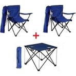 2 Adet Mavi / Lacivert Katlanır Kamp Sandalyesi 1 Adet Masa Piknik Çantalı - 6456 Ecorce Tube Marron - Polyester