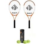 2 Adet Max Joys 23 Inç Çocuk Tenis Raketi + 2 Adet Tenis Çantası + 3 Adet Expert Seviye Maç Topu - Turuncu