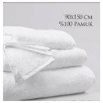 2 Adet Mega Boy Beyaz Otel Tipi Banyo Havlusu 100 x 150 cm 640GR. - 90 x 150 cm