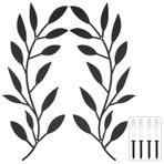 2 adet metal ağaç yaprak duvar dekorasyonu, oturma odası için siyah duvar sanatı, duvara asılı dekorasyon, yaratıcı duvar heykelleri, siyah süsler, metal sanat eseri, iç ve dış mekan, oda, mutfak