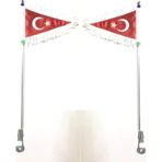 2 Adet Motosiklet Bayrak Direği Dantelli Türk Bayrağı Ile Siyah
