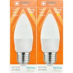 (2 Adet) Osaka 7W (50W) 3000K (Sarı) E27 Duylu (Kalın Duy) Mum Led Ampul
