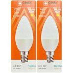 (2 Adet) Osaka 9W (70W) Sarı Işık (3000K) E14 Duylu (İnce Duy) Led Mum Ampul