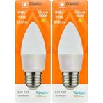 (2 Adet) Osaka 9W (70W) Sarı Işık (3000K) E27 Duylu (Kalın Duy) Led Mum Ampul