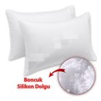 2 Adet Otel Tipi Boncuk Silikonlu Yastık Akfil 63 Tel Dokuma %100 Pamuk 50x70 Cm