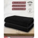 2 Adet Pamuklu, Kuaför Havlusu, Spor Havlusu, Berber Havlusu, Gym, Fitness Havlu 50 x 90 Melis Havlu - Standart - Siyah