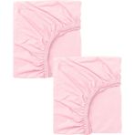 2 Adet Pamuklu ve Lastikli 60 x 120 cm Penye Bebek Çarşaf - Pembe - 60 x 120 x 15 cm