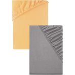 2 Adet Pamuklu ve Lastikli 60 x 120 x 15 cm Penye Bebek Çarşaf - Sarı - Gri
