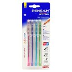 2 Adet Pensan 0,7Mm My-Tech Tükenmez Kalem Renkli 4'Lü