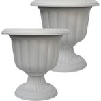 2 adet Plastik Ayaklı Saksı Seti 6 lt İç ve Dış Mekan Çiçek Saksısı 30x29 cm Ekru Beyaz