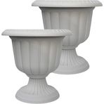 2 adet Plastik Ayaklı Saksı Seti 6 lt İç ve Dış Mekan Çiçek Saksısı 30x29 cm Kırık Beyaz