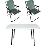 2 Adet Plastik Kollu Yeşil Kamp Sandalyesi 1 Adet 60X45 cm Katlanır Masa - 60 x 45 cm - 6456 Ecorce Tube Marron