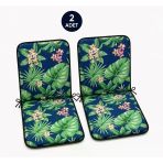 2 Adet Rattan Arkalıklı Sandalye Minderi (Kalınlık 4cm)-Tropikal Yeşil