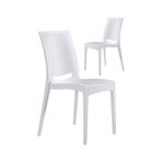 2 Adet Rattan Kolsuz Beyaz Sandalye Balkon Bahçe Teras Beyaz