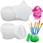 2 adet reçine saksı kalıbı, lyfLux silikon kalıp, mantar reçine kalıpları, 10 adet fırçalı, epoksi silikon saklama kutusu, saklama, takı saklama, iç dekorasyon, kendin yap işlemi için