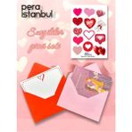 2 Adet Renkli 13X18 Zarf ve Hediyelik Not Kartı Sticker Seti Sevgililer Günü Yıl Dönümü Not Kartı - Çok Renkli - Tek Seçenek