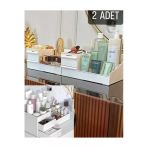 2 Adet Rose Makyaj Organizer - Çekmeceli Katlı Kozmetik Parfüm Krem Serum Düzenleyici Çok Gözlü