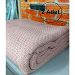 2 Adet Şaheser %100 Pamuk Çift Kişilik Pike 240X220 (Tek Pike)-Pudra - 240 x 220