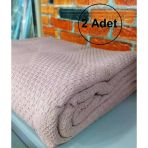 2 Adet Şaheser %100 Pamuk Çift Kişilik Pike 240x220 (Tek Pike)-Pudra