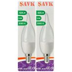 (2 Adet) Şavk 5,5W (37W) Sarı Işık (3000K) E14 Duylu (İnce Duy) Led Kıvrık Ampul