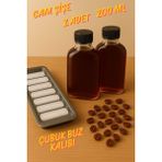 2 Adet Şeffaf Cold Brew Kapaklı Soğuk Kahve Yassı Cam Çok Amaçlı Şişe 200 ml ve Çubuk Buz Kalıbı - Siyah