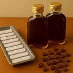 2 Adet Şeffaf Cold Brew Metal Gold Kapaklı Soğuk Kahve Yassı Cam Şişe 200 ml ve Çubuk Buz Kalıbı
