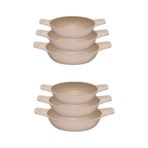 2 Adet Set Döküm Saplı Granit Güveç Sahan Set 6 Parça Vizon 18cm-20cm-22cm Vizon