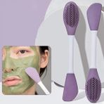 2 Adet Silikon Çift Başlıklı Cilt Temizleme Maske ve Krem Sürme Fırçası