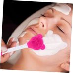 2 Adet Silikon Çift Başlıklı Cilt Temizleme Maske ve Krem Sürme Yüz Fırçası