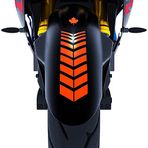 2 Adet Sport Tasarımlı Motosiklet Çamurluk Sticker Reflektif, Floresan, Parlak Düz, Özel Renkler Çınar Extreme Alev Turuncusu
