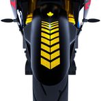 2 Adet Sport Tasarımlı Motosiklet Çamurluk Sticker Reflektif, Floresan, Parlak Düz, Özel Renkler Çınar Extreme Reflektif Koyu Sarı