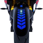 2 Adet Sport Tasarımlı Motosiklet Çamurluk Sticker Reflektif, Floresan, Parlak Düz, Özel Renkler Çınar Extreme Reflektif Mavi