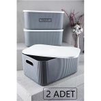 2 Adet Storage 13 Lt Gri Çok Amaçlı Dolap Içi Düzenleyici Kapaklı Kutu Bot Kutusu
