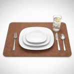 2 Adet Süet Yumuşak Doku Deri Amerikan Servis Supla Dikdörtgen 33X44 - 44 x 33 cm - Kahverengi