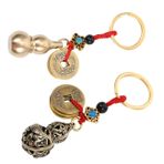 2 adet süs çanta anahtar kolye çin antik sikke Vintage sikke anahtarlık şanslı paralar feng shui figürinler cüzdan anahtarlık moda anahtarlık bakır kabak seyahat inek , Altın,