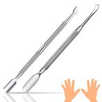 2 adet tırnak derisi itici, paslanmaz çelik set, FUKPO profesyonel tırnak eti itici, tırnak eti çıkarıcı, gümüş metal tırnak itici, manikür pedikür için