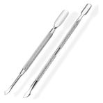 2 adet tırnak eti itici, batık ayak tırnakları aleti, çift taraflı köşe kaldırıcı, tırnak eti bıçağı, manikür pedikür için paslanmaz çelik metal spatula ile kütikül itici