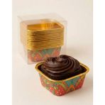 2 Adet Tutku Desenli Kare Alüminyum Muffin Kek Kalıbı 12 Li