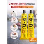 2 Adet U-4 Süper Yapıştırıcı 40 Cc Güçlü Hızlı Yapıştırıcı Çok Amaçlı Metal Plastik Ahşap Deri Yapıştırıcı
